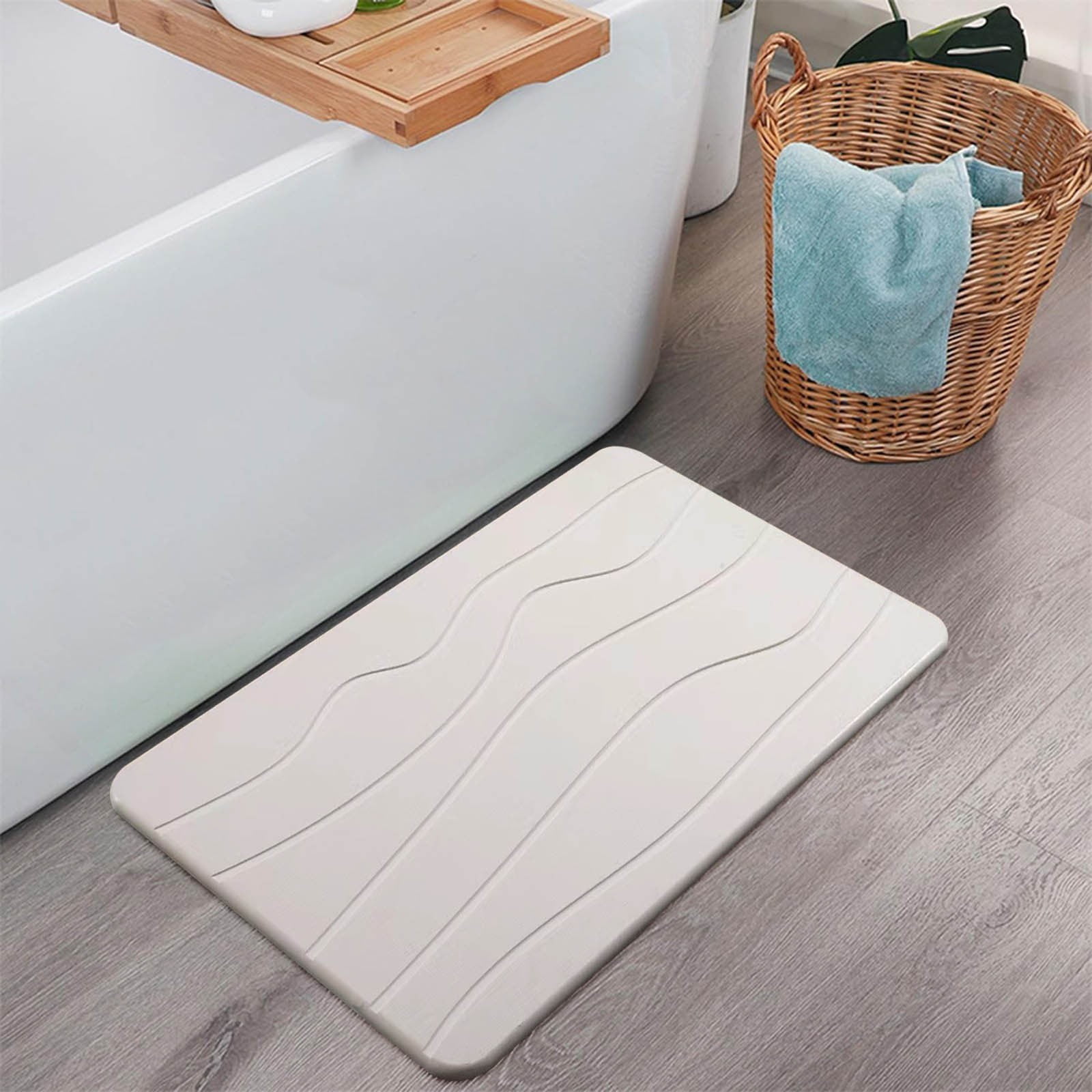 Byikun Diatomaceous Earth Bath Mat – Fast-Drying & Anti-Slip Foot Pad for Bathroom – Absorbent ...