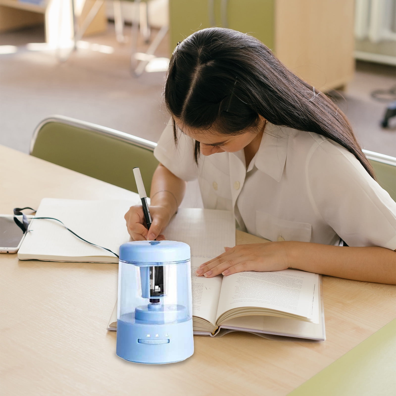 Cyber_Monday Deals! Byikun Electric Pencil Sharpener, Fully Automatic Sharpener - Automatic Sharpening, Two Charging Options (Battery and USB), Upgraded Tungsten Steel Blade, Pressure-Activated Start
