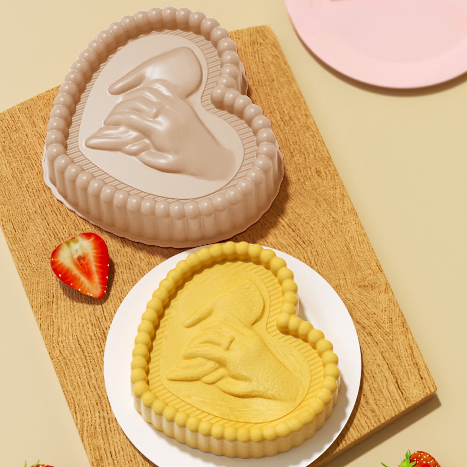 Byikun Heart-Shaped Silicones Cake Molds Leak-Proof Non-Stick Silicones