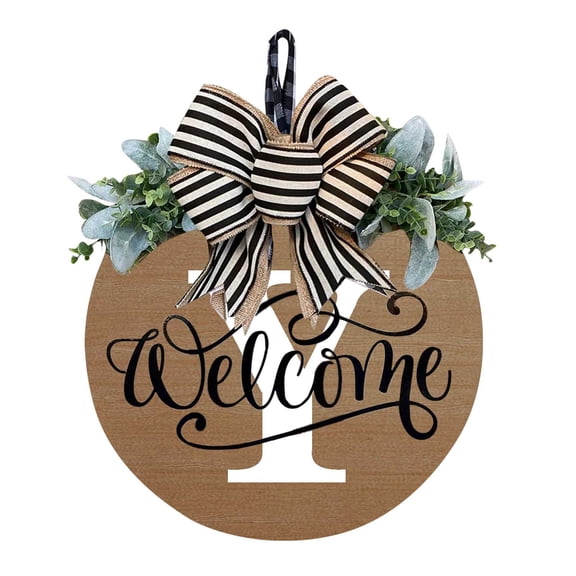 Byikun Personalized Last Name Wreath - 30x30cm Front Door Hanging Plaque with Ribbon - Year-Round Decorative Sign for Weddings, Holidays & Home Blessings