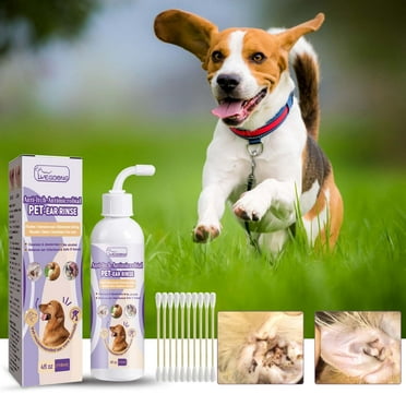 Byikun Pet Ear Cleaning Solution 4oz - Soothing, Non-Irritating, and Odorless - Easy-to-Use Silicone Dropper - Safe and Natural Formula - Suitable for Dogs of All Ages