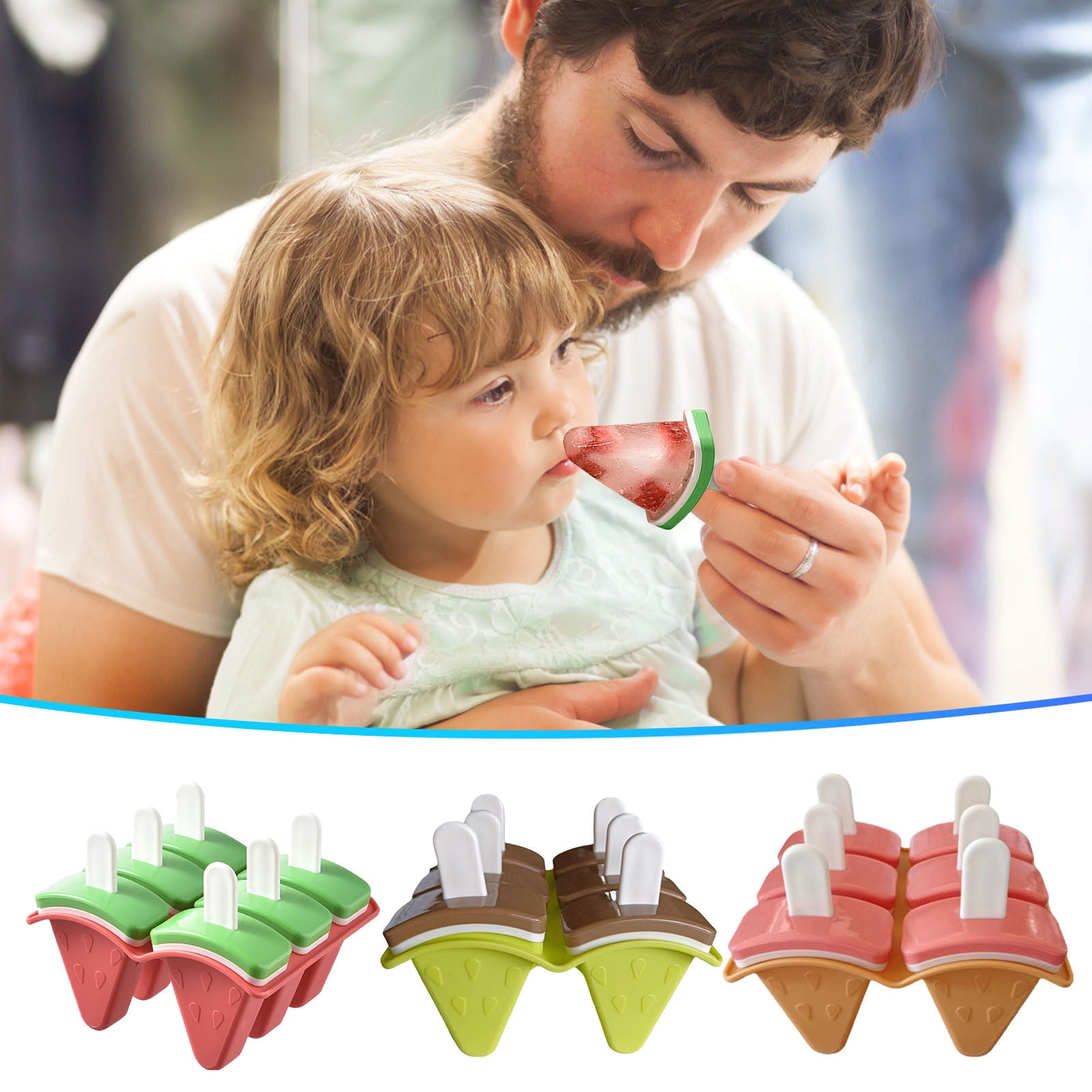 Byikun Reusable Watermelon Ice Popsicle Molds with Handles, Easy to