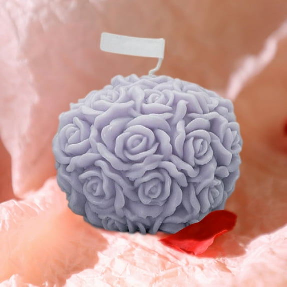 Byikun Rose Flower Ball Scented Candle Valentine'S Day Aromatherapy Pures Color Aromatherapy Suitable for Bedroom Office Living Room Bathroom Holiday Gift