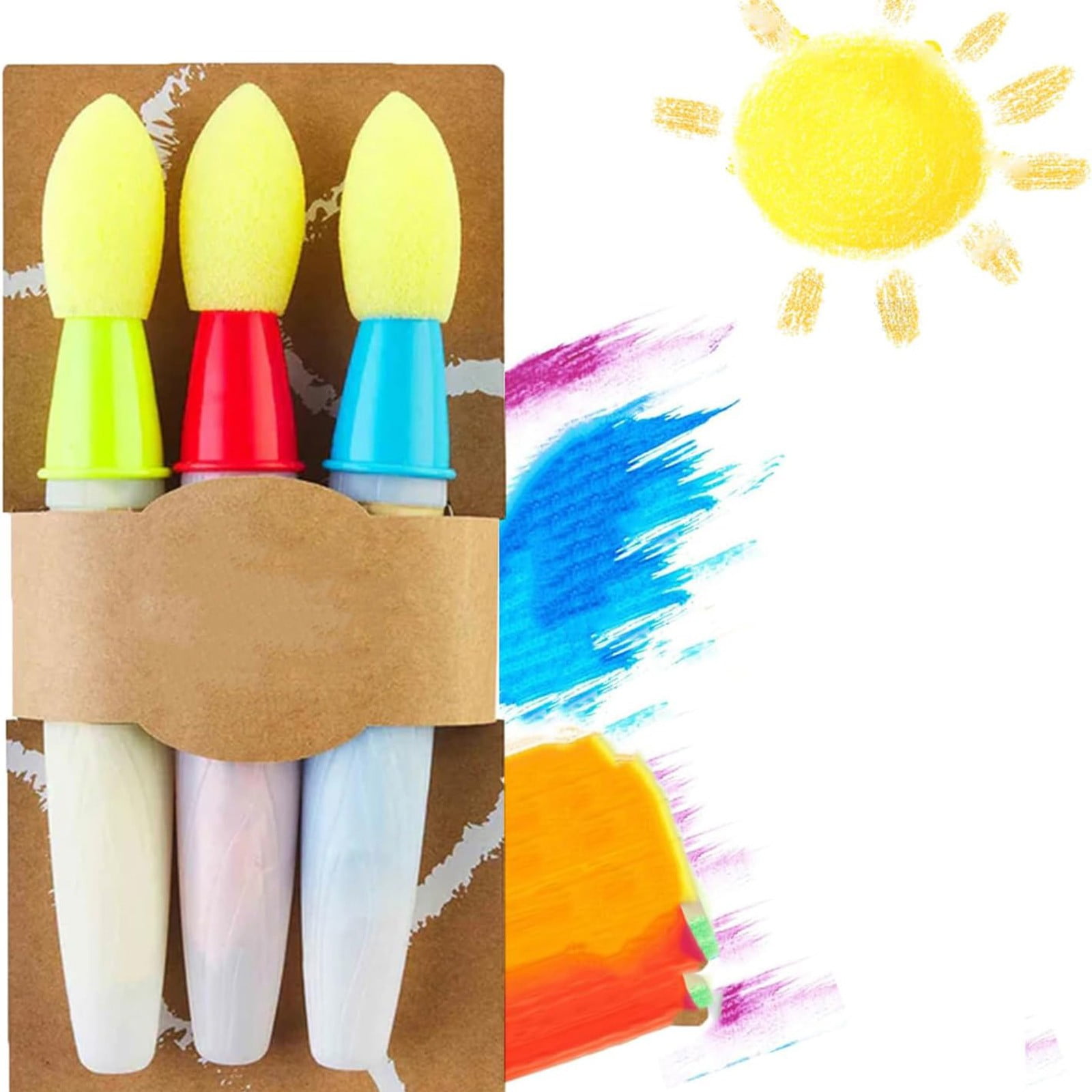 Byikun Sidewalk Chalk Paint Brush Red/Yellow/Bule Paint Brush Chalk Set Father's Day Gifts