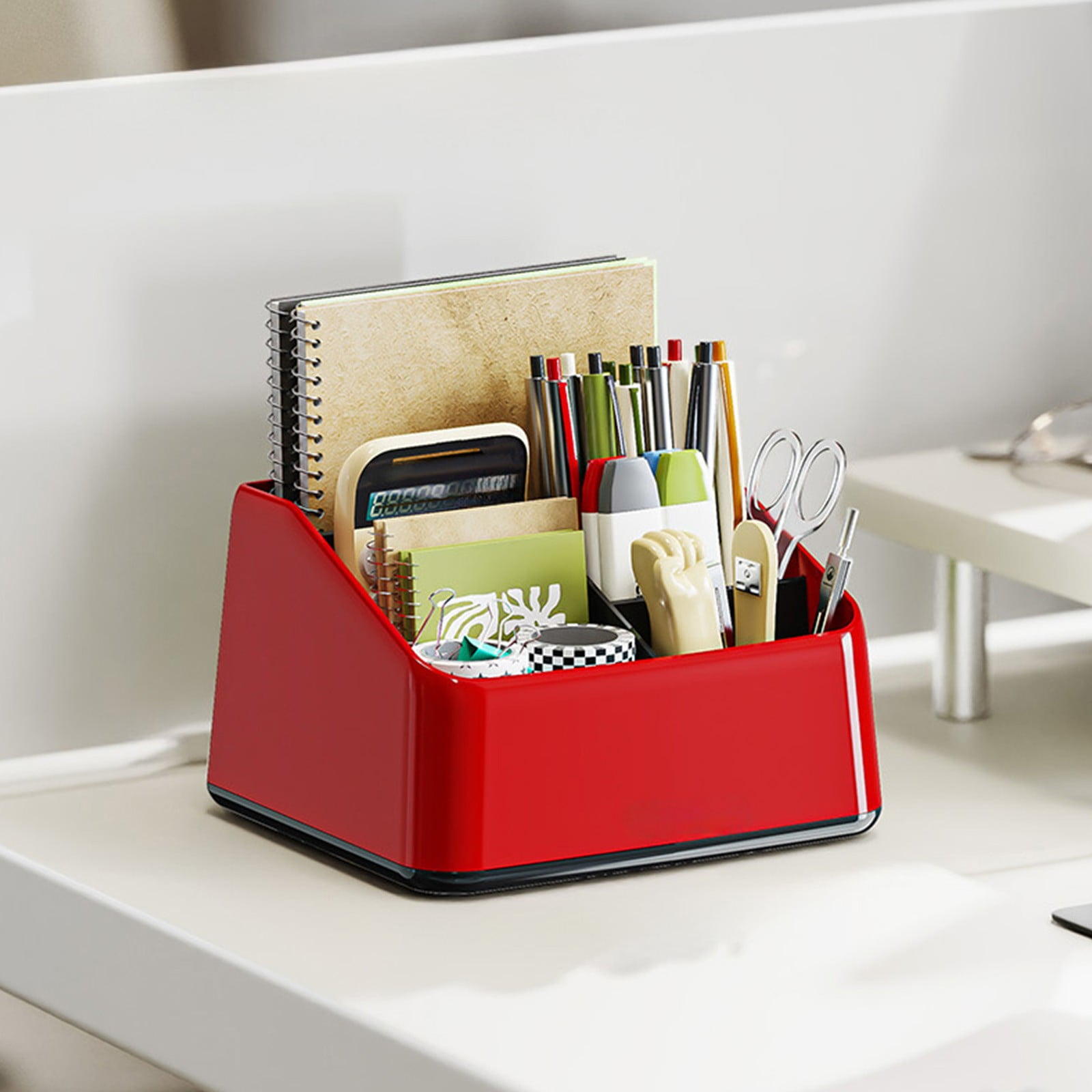 Byikun Slant Insertion Pen Rack Desk Stationery Storage Box ...