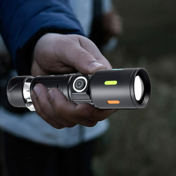 Byikun Strong Light Flashlight With Built In Battery Mini Outdoor Bright Long Range Retractable Portable White Flashlight Father Day Gifts for Dad