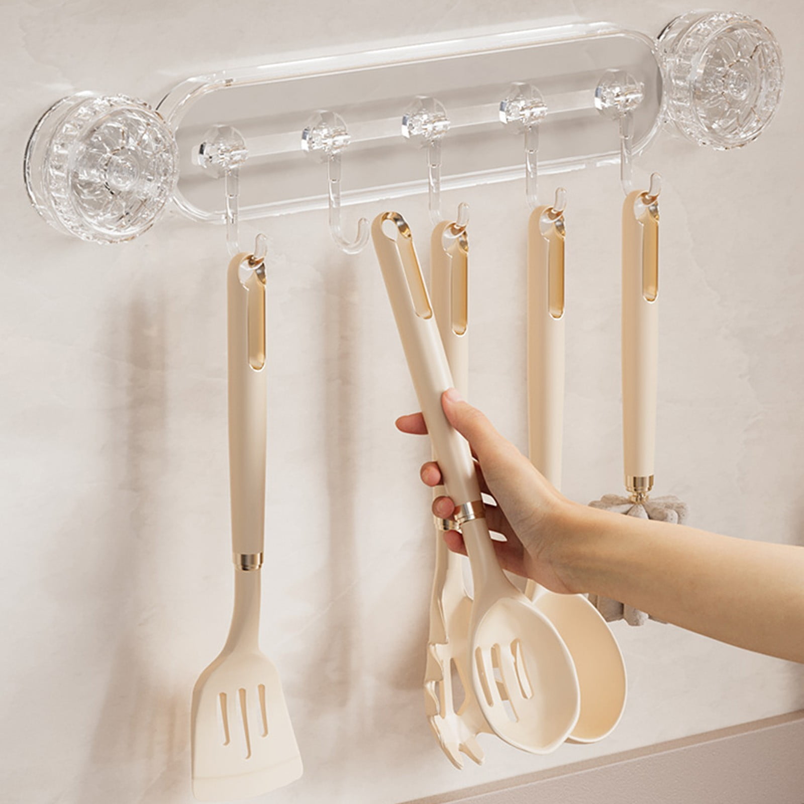 Byikun Wall-Mounted Kitchen Organizer Adhesive Spice Rack Space-Saving ...