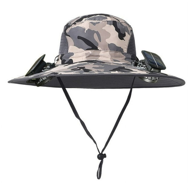 Byikun Unisex Wide Solar Fan Outdoor Fishing Hat, B-1