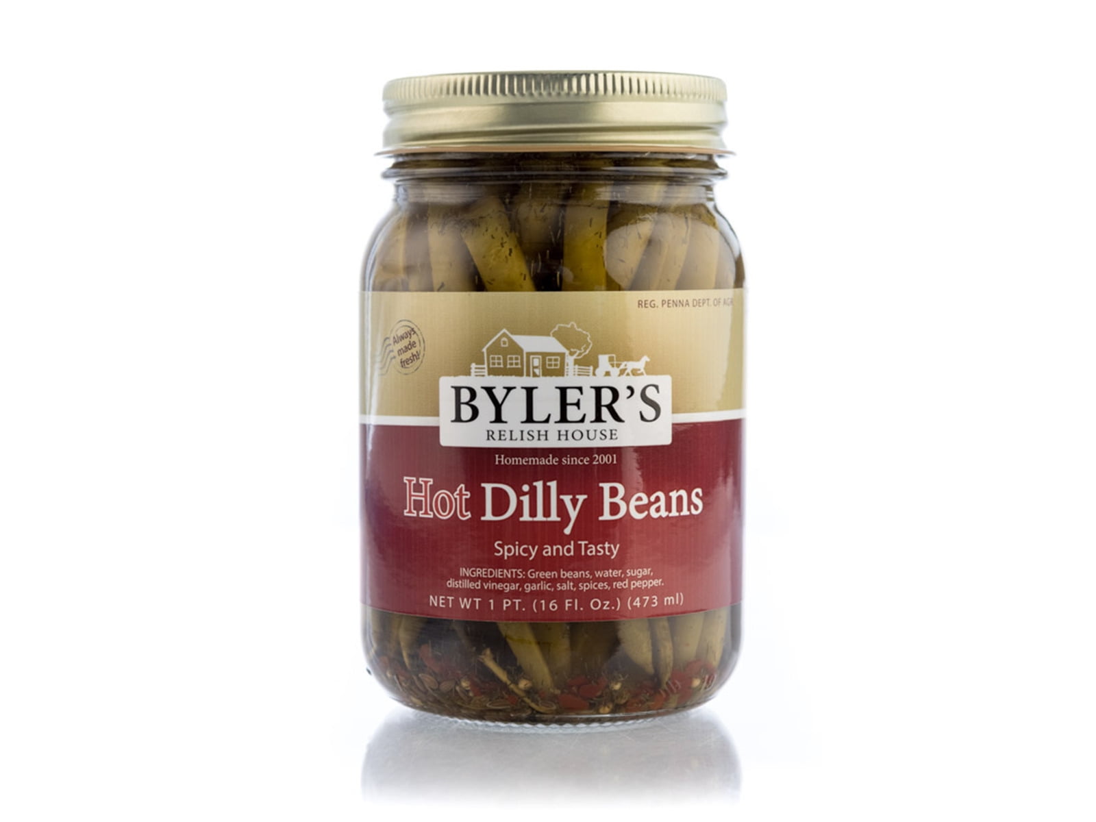 Byler's Relish House Hot Dilly Beans, 2Pack 16 fl. oz. Jars