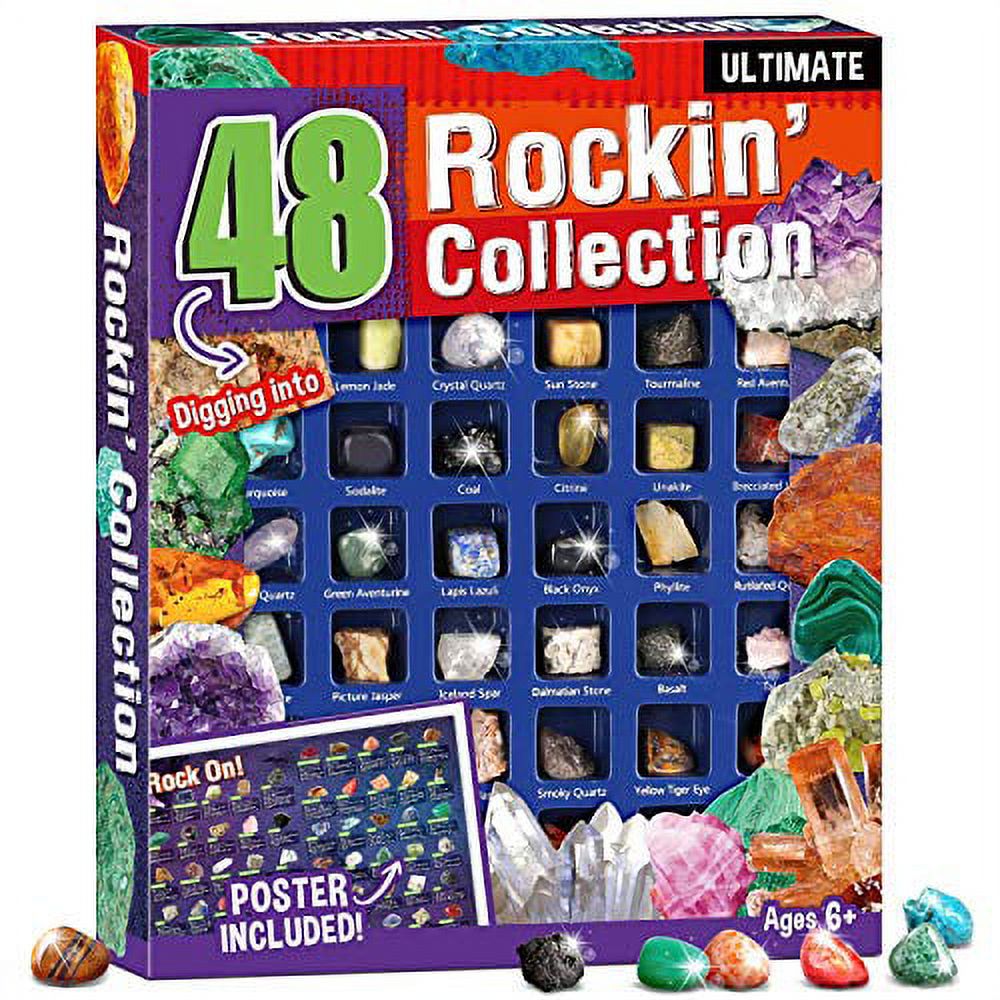 Byncceh Rock & Mineral Collection Rock Collection Box for Kids,48
