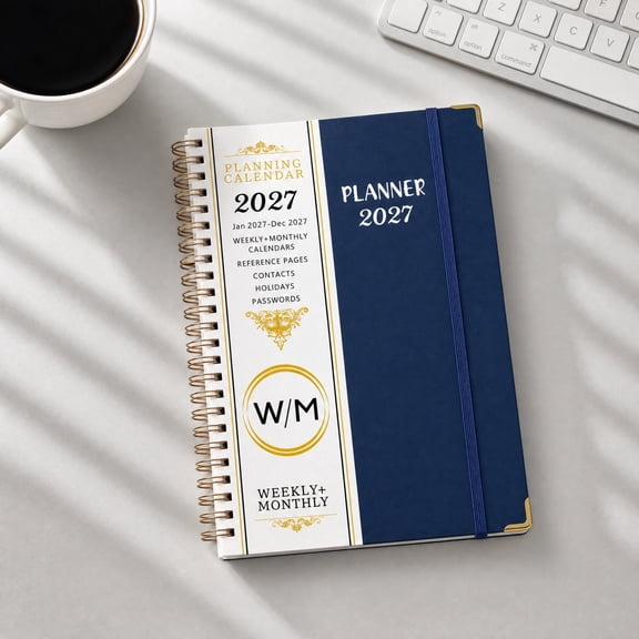 Byndra A5 Plan Book, English Schedule Notebook with Dividers and Coil Binding, Daily Planner Journal for Office, Home Desk and Personal Notes, Home Closet and Travel Storage
