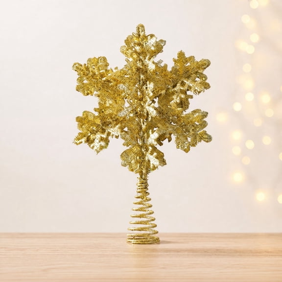 Byndra Christmas Snowflake Decoration, Christmas Decoration Indoor, Gold Glitter Snowflake Tabletop Ornament for Holiday Home Decor and Party
