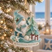 Byndra Coastal Gnome Ornament, Flat Acrylic Christmas Tree Hanging Decoration for Holiday Home Decor