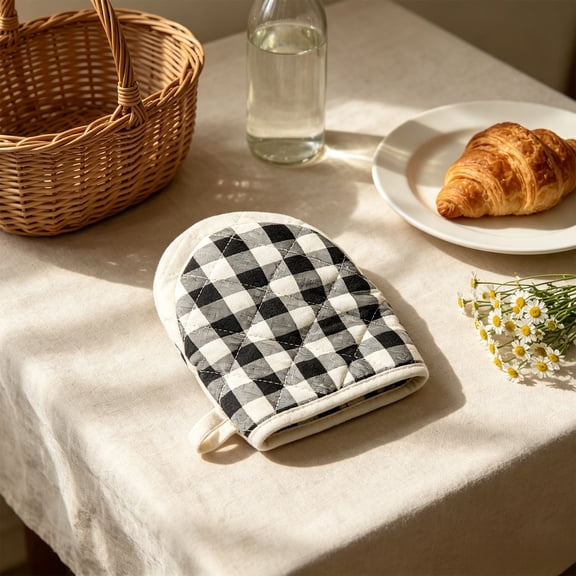 Byndra Cotton Oven Mitts, Duckbill Heat Safe Baking Gloves with Hanging Loop, Padded Kitchen Mitts for Oven, Microwave, Grill, Hot Cookware, Baking Tray, Daily Cooking