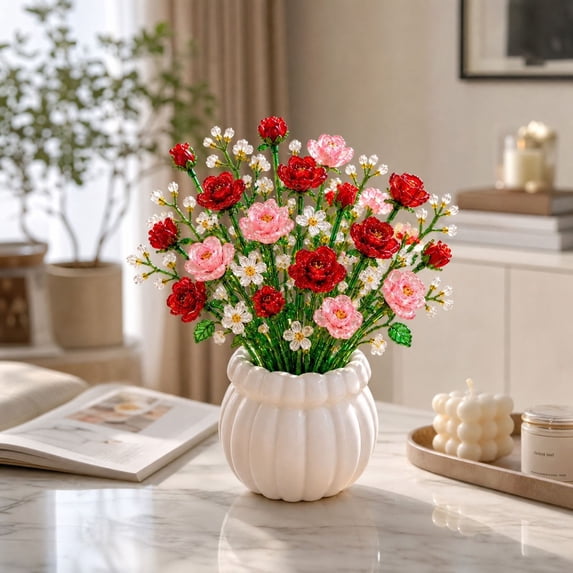 Byndra DIY Beaded Wildflower Bouquet Kit, Handmade Floral Craft Kit for Tabletop Flower Arrangement and Creative Home Decoration