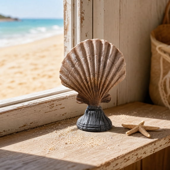 Byndra Resin Conch Shell Ornaments, Mediterranean Seashell Table Decor Set, Coastal Accent Sculptures for Living Room, Shelf, Desk and Display, Wall Door and Room Decor Accent
