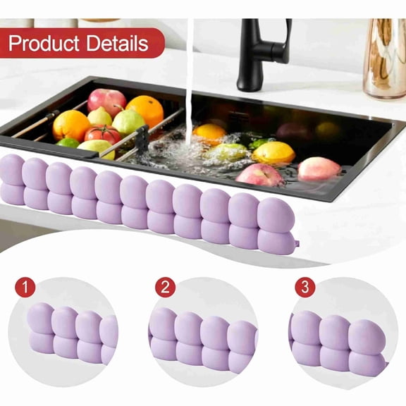 Byndra Silicone Sink Splash Guard, Flexible Kitchen Water Barrier for Faucet Countertop, Dishwashing Splash Blocker for Sink Edge and Counter, Sink Countertop and Daily Cleaning