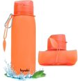 thumbnail image 1 of Byoki Collapsible 25 oz Happy Orange Silicone Water Bottle, 1 of 9