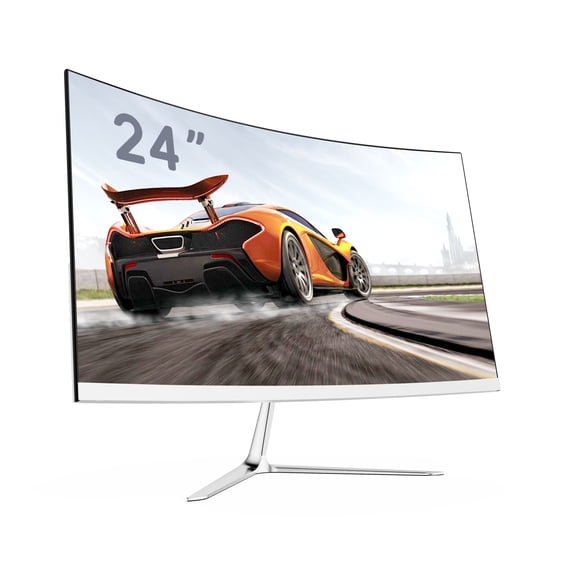 Byone 24 in Gaming Curved Monitors 1920x1080P HDMI VGA 75Hz 5ms FHD LED Monitors-White