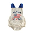 thumbnail image 1 of Byoo 4Th of July Romper Soft Letter Embroidered Sleeveless Versatile Bodysuit Oufit, 1 of 8