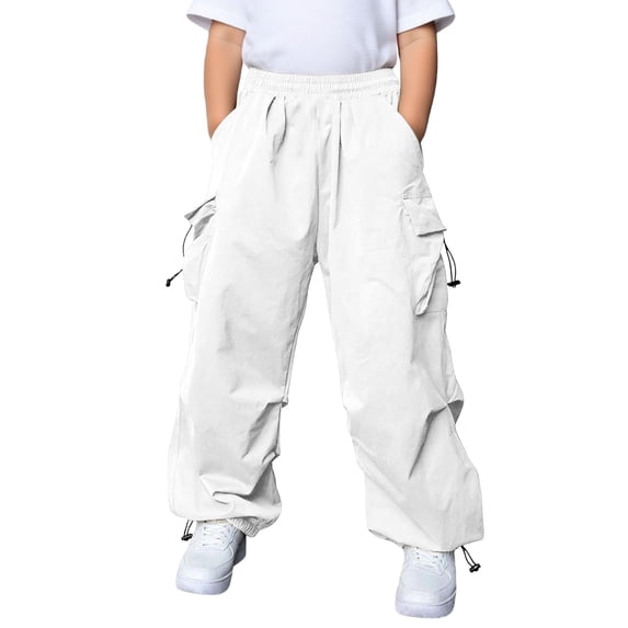 Byoo Adjustable Cargo Pants for Tween Boys Drawstring Pocket Casual Outdoor Trousers