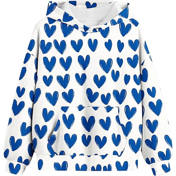 Byoo Allover Graphic Hoodie Sweatshirt for Toddler Girl Soft Oversize Long Sleeve Pullover Hoody Sweatshirts With Pocket,White