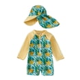 thumbnail image 1 of Byoo Baby UPF 50+ One Piece Rash Guard Swimsuit Turtle Print Long Sleeve Zipper Hat Swimwear,Gold, 1 of 2
