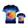thumbnail image 1 of Byoo Basketball Graphic Little Boys Tshirt Breathable Summer Short Sleeve Crewneck Casual Tees Soft Daily Pullover Top， Dark Blue, 1 of 2