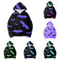 thumbnail image 1 of Byoo Bat Print Hoodie for Toddler Boys Long Sleeve Halloween Hooded Sweatshirt Casual Sweatshirt,Dark Purple, 1 of 4