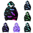 thumbnail image 1 of Byoo Bat Print Hoodie for Toddler Boys Long Sleeve Halloween Hooded Sweatshirt Casual Sweatshirt,Hot Pink, 1 of 4