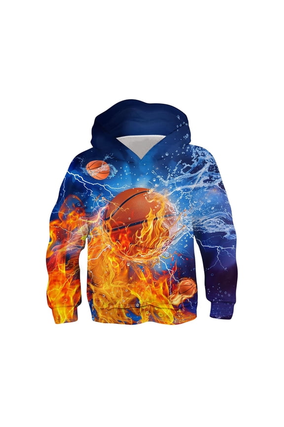 Big Boy Basketball Printed Hoodie Active Soft Long-Sleeve Hooded Sweatshirt Stylish Sport Sweatshirts,10-12T
