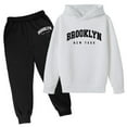 thumbnail image 1 of Byoo Big Boy Clothing Set Letter Graphic Hoodie Pullover Sweatshirt Sweatpants Tracksuit Set Warm Casual Outfit Set, 1 of 2