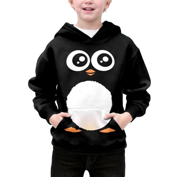Byoo Big Boy Cute Penguin Graphic Hooded Sweatshirt Long Sleeve Funny Pullover with Pocket Pullover Top Soft Pullover Hoodie
