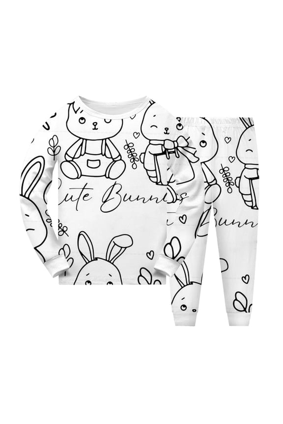 Big Boy Easter Graphic Homewear Set Bunny Rabbit Graphic Pullover Shirt Trousers Outfit Soft Funny Clothes Set