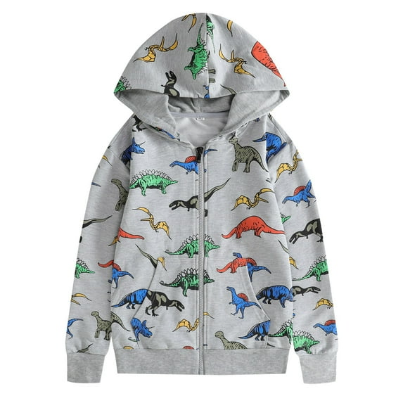 Byoo Big Boy Full Zip Sweatshirt Jacket Dinosaur Printed Long Sleeve Hoodie Sweatshirts Children Casual Daily Top Clothes