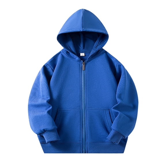 Byoo Big Boy Solid Sweatshirt Kangaroo Pocket Zip Up Hoody Sweatshirts Jacket Child Classic Basic Clothes,8-9T