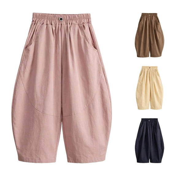 Byoo Big Boy's Drawstring Capri Casual Pants Elastic‑Waist Athletic Shorts Outdoor Play Bottoms,Pink