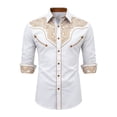 thumbnail image 1 of Byoo Big Boy's Geometric Line Tribal Embroidered Shirt Lapel Collar Long Sleeve Western Top Oktoberfest Blouse, 1 of 4