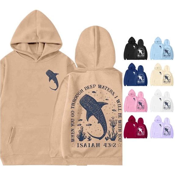 Byoo Big Boy's Ocean Double Sided Printed Hoodie Long Sleeve Graphic Hoodies Outdoor Casual Pullovers,Khaki