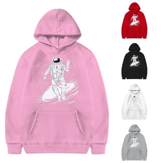 Byoo Big Boy's Trendy Hoodie Long Sleeve Astronaut Space Graphic Pullover School Casual Hooded Sweatshirt,Pink
