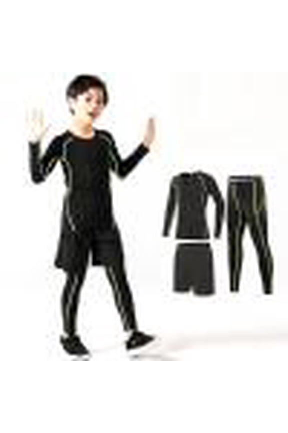 Big Boys Athletic Outfit Set Full Sleeve Shirt Leggings Shorts Snug Fit Sweatsuit Sets Running 3 Piece Tracksuit Sets