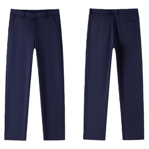 Byoo Big Boys Classic Straight Leg Dress Pants Solid Button Closure formal School Uniform Trousers,Navy