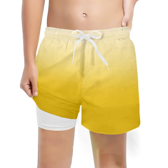 Byoo Big Boys' Gradient 2-In-1 Athletic Shorts Drawstring Quick Dry Casual Sports Active Shorts