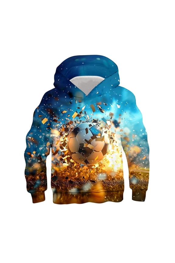 Big Boys Hoodie Sweatshirt Comfortable Football Printed Long Sleeve Hooded Sweatshirt Comfy Clothes,8-9T