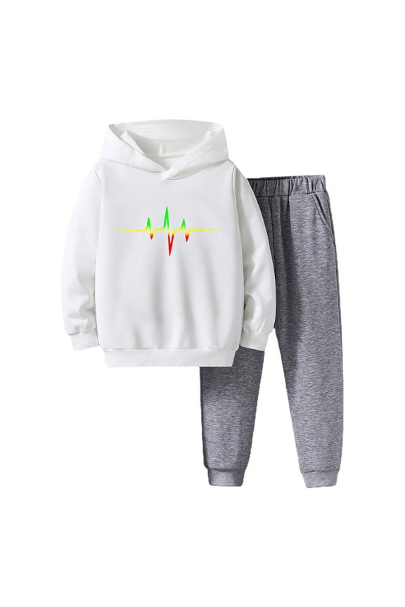 Big Boys Outfit Set Long Sleeve Hoodies Pullover Sweatshirt Sweatpants Clothes Set 2PCS Child Active Sweatpants Set