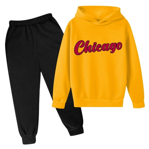 Byoo Big Boys Outfits Children's Chicago Printed Pullover Hoodie Sweatpants Tracksuit
