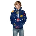 thumbnail image 1 of Byoo Big Boys Planet Print Hoodie Full Sleeve Drawstring Comfy Hooded Pullover Top Unisex Loose Sweatshirt, 1 of 3