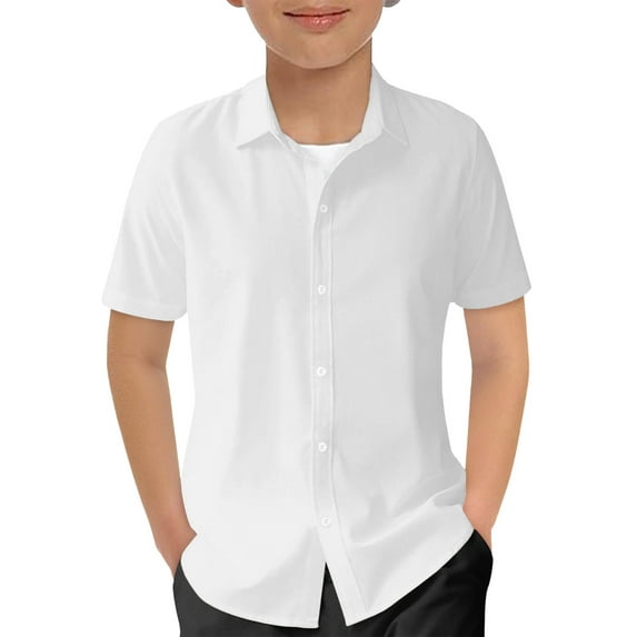 Byoo Big Boys Shirt Stylish Solid Color Short Sleeved Button Down Casual Shirt 1PC Beach Active Top for Kids