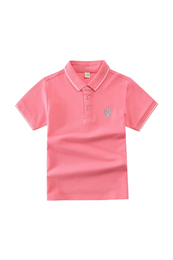 Big Boys Summer Polo Shirt Embroidered Short Sleeve School Tshirt Soft T Shirt