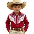 thumbnail image 1 of Byoo Big Boys Western Cow Boy Button-Up Shirt Long Sleeve Floral Embroidered Button Down Shirt Soft T Shirt, 1 of 4